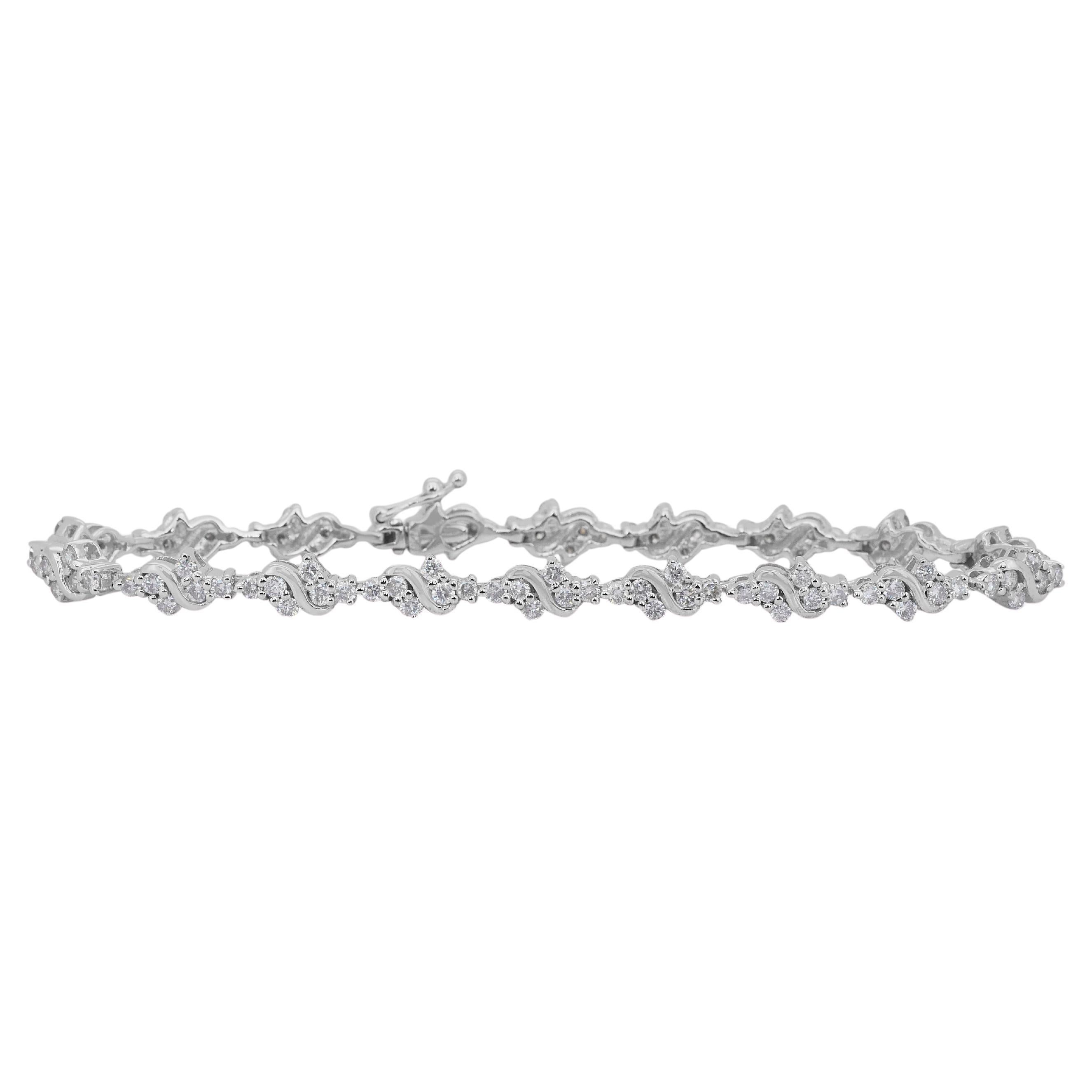 Sparkling 1.88ct Natural Diamonds Bracelet in 18k White Gold - IGI Certified