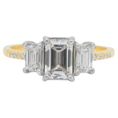 Sparkling 1.89ct Diamonds 3-Stone Ring in 18k White & Yellow Gold -IGI Certified