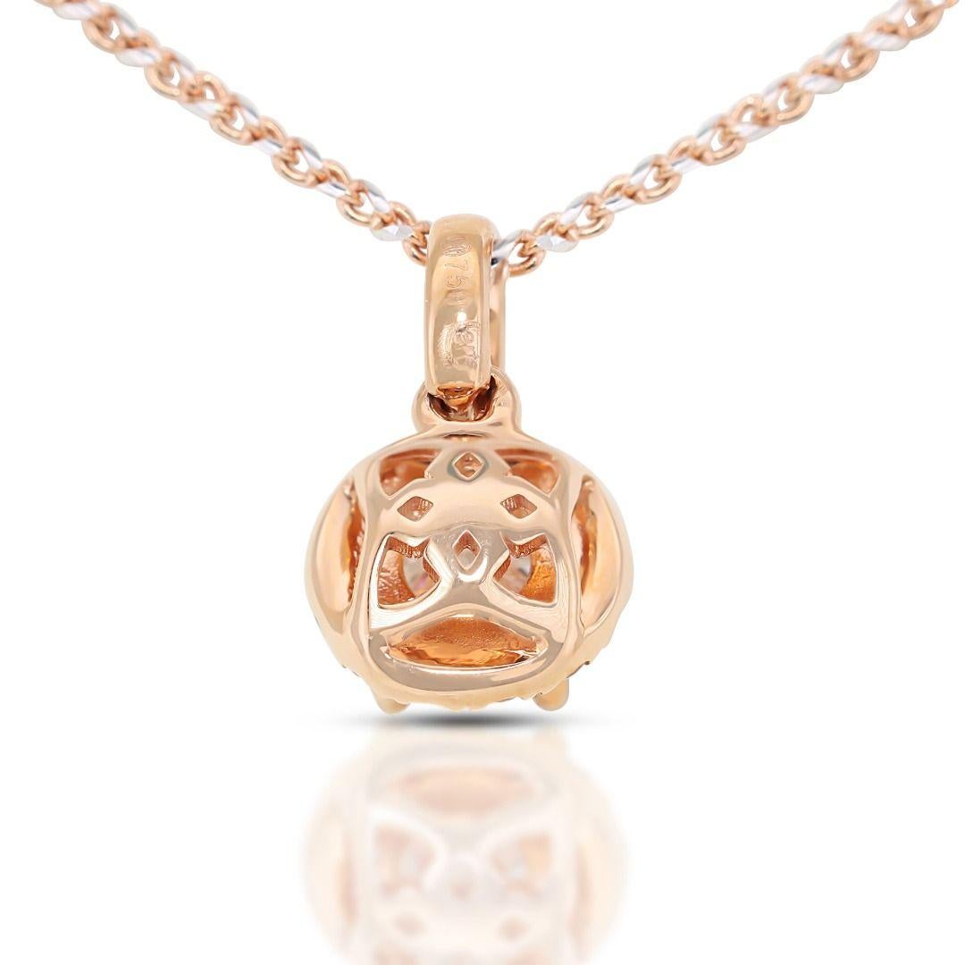 Sparkling 18k Rose Gold Halo Pendant w/ 0.58ct Diamond -  (Chain not included) For Sale 1