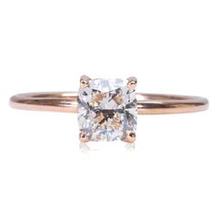 Sparkling 18k Rose Gold Solitaire Ring with 1.06 Ct Natural Diamonds, AIG Cert