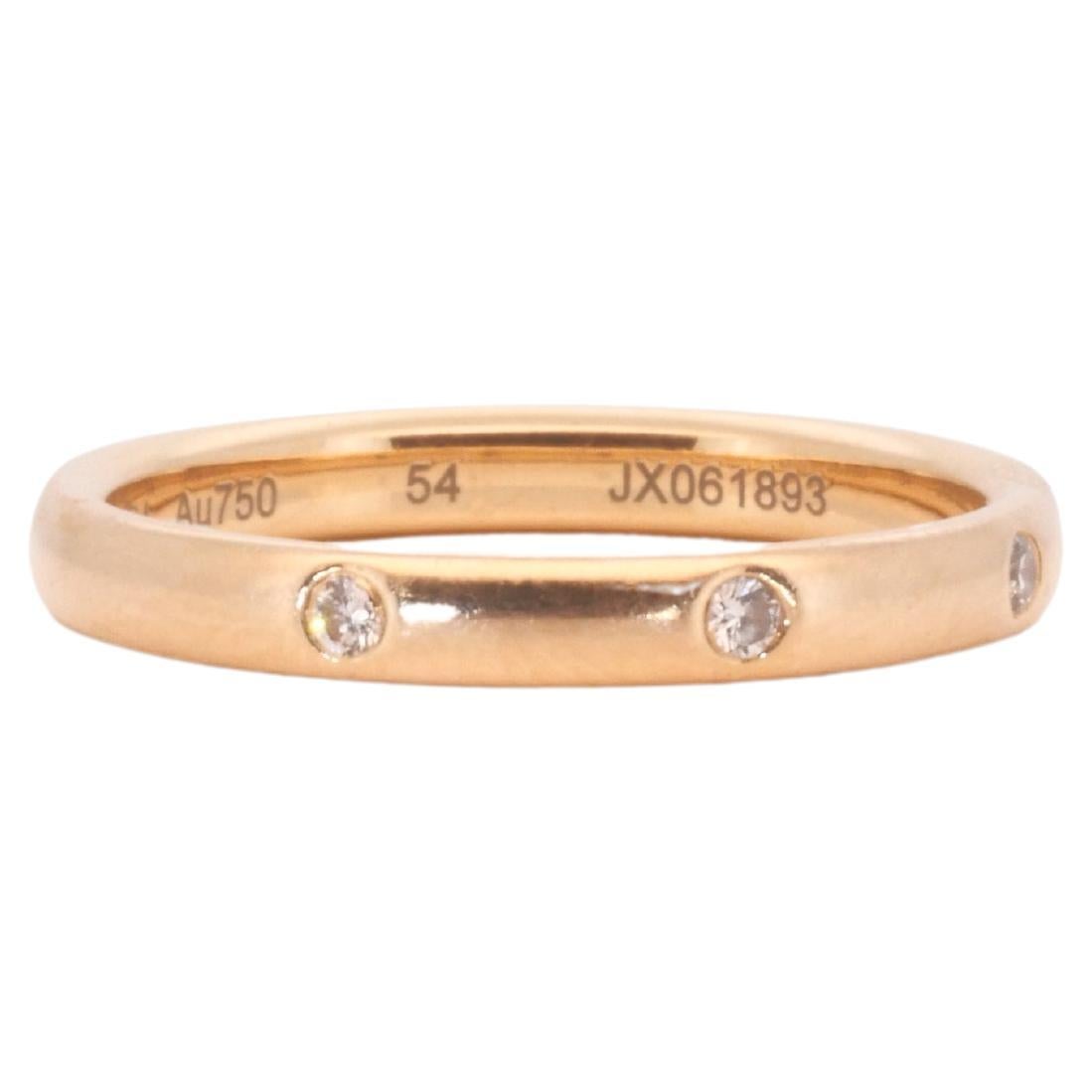 Bague à anneau fin étincelante en or rose 18 carats avec diamants naturels 0,03 carat