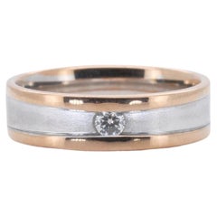 Sparkling 18k Two-Toned Solitaire Wedding Band Ring with 0.05ct Natural Diamond