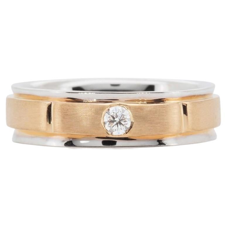 Sparkling 18K White and Rose Gold Band Ring with 0.05 ct Natural Diamonds