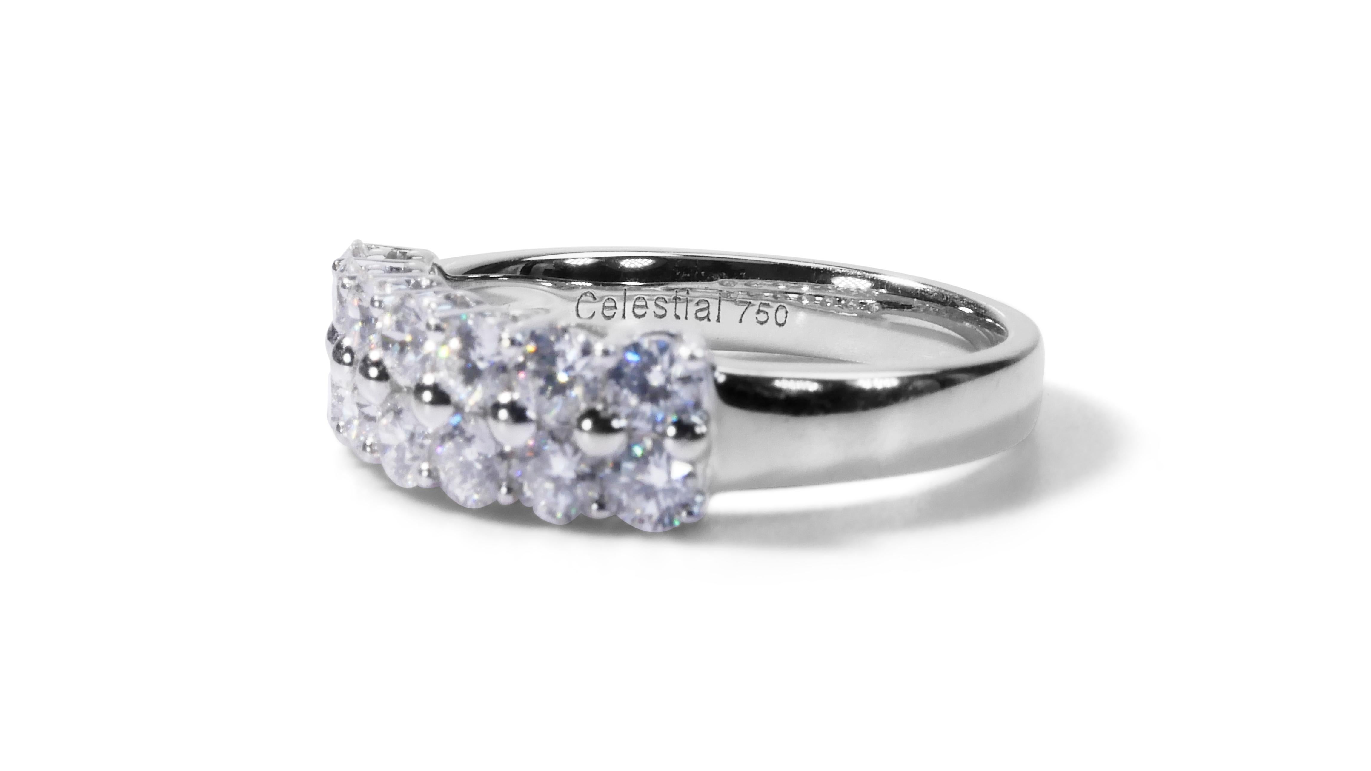 Modern Sparkling 18k White Gold Band Ring with 0.85 Ct Natural Diamonds-IGI Certificate