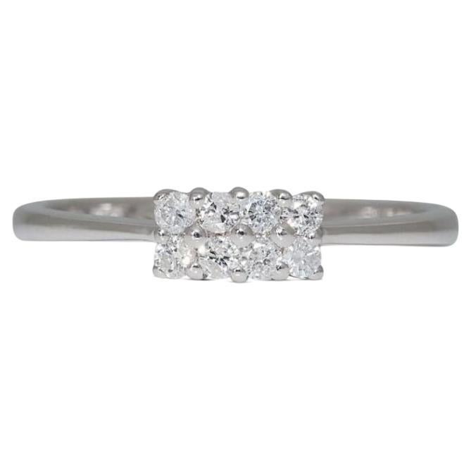 Sparkling 18K White Gold Diamond Ring in 0.16ct Natural Diamond For Sale