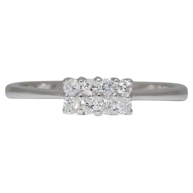 Bague étincelante en or blanc 18 carats avec diamant naturel de 0,16 carat