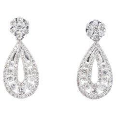 Sparkling 18k White Gold Earrings with 1.72 ct Natural Diamonds