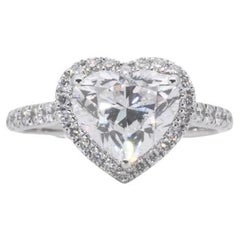 18k White Gold Heart Ring with 2.27 Carat of Natural Diamonds GIA Certificate