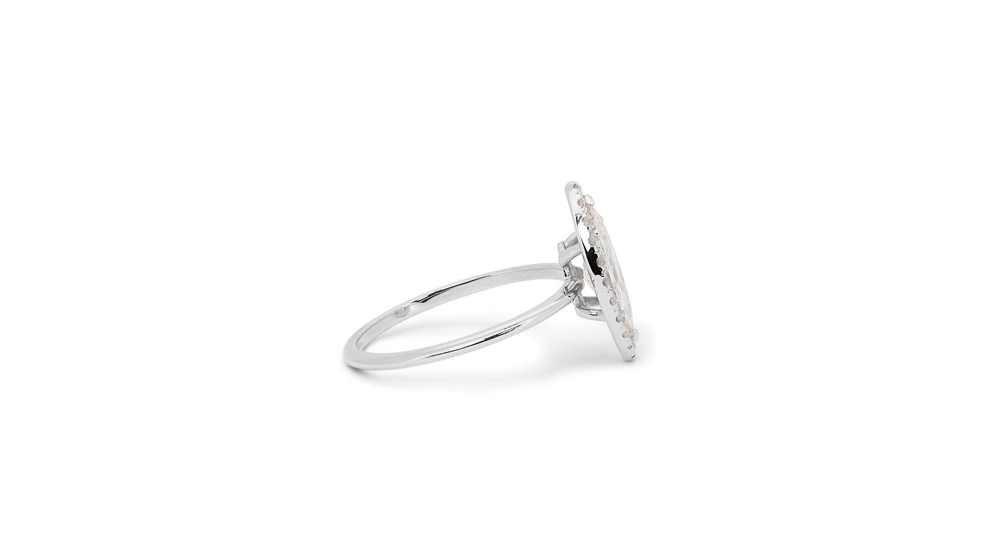 Sparkling 18k White Gold Marquise Ring with 1.09 ct Natural Diamonds AIG Cert 2