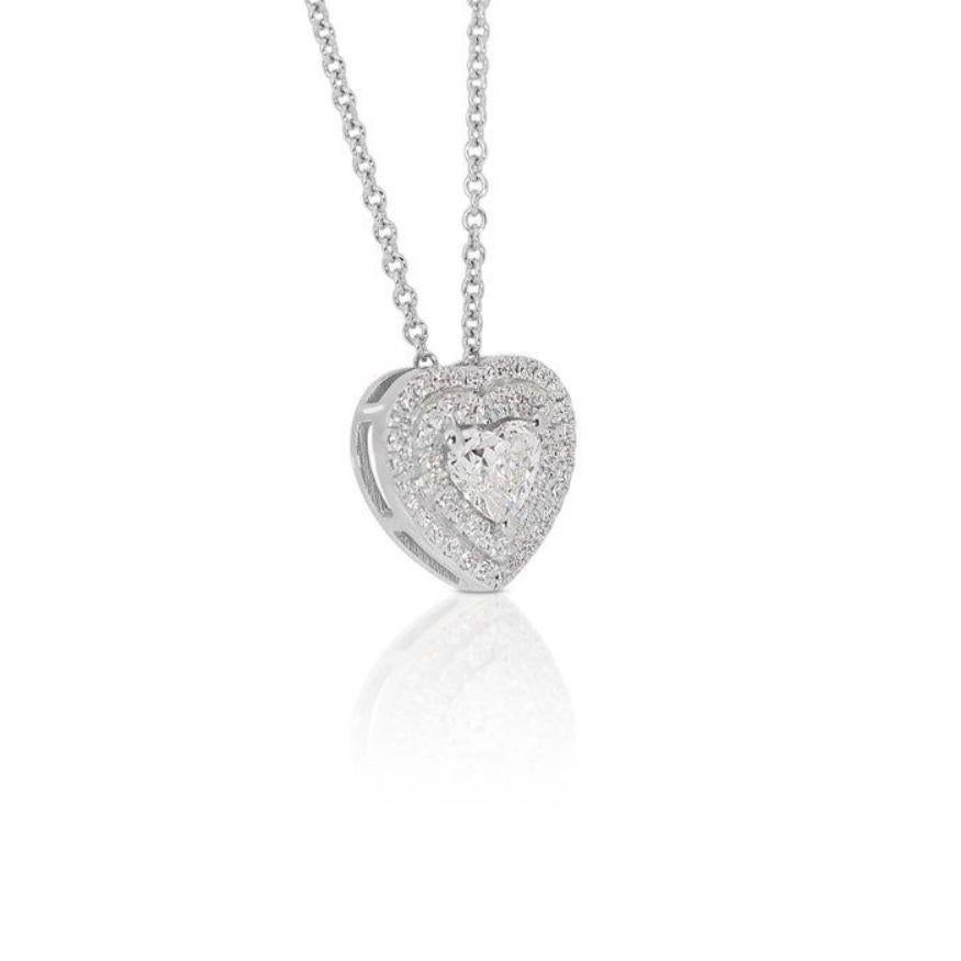 Heart Cut Sparkling 18K White Gold Necklace with Natural Diamond  For Sale