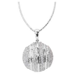 Sparkling 18k White Gold Necklace with pendant w/ 1.2ct Natural Diamond IGI Cert