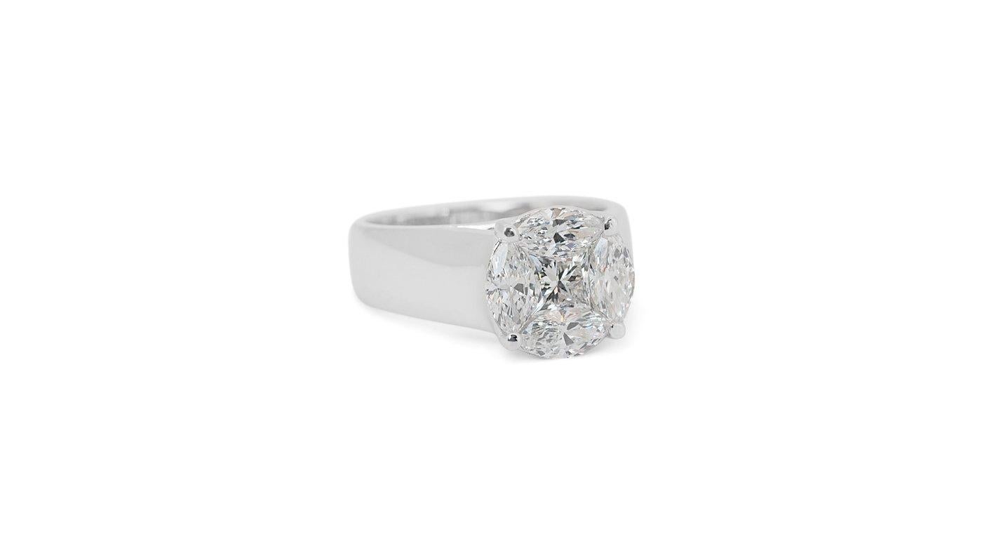 Sparkling 18k White Gold Solitaire Ring with 1.44 Ct Natural Diamonds Igi Cert In New Condition In רמת גן, IL