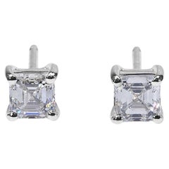 Clous d'oreilles étincelantes en or blanc 18 carats avec 1,02 carat de diamants naturels certifiés GIA