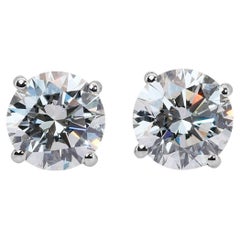 Sparkling 18k White Gold Stud Earrings with 3.13ct Natural Diamonds GIA Cert