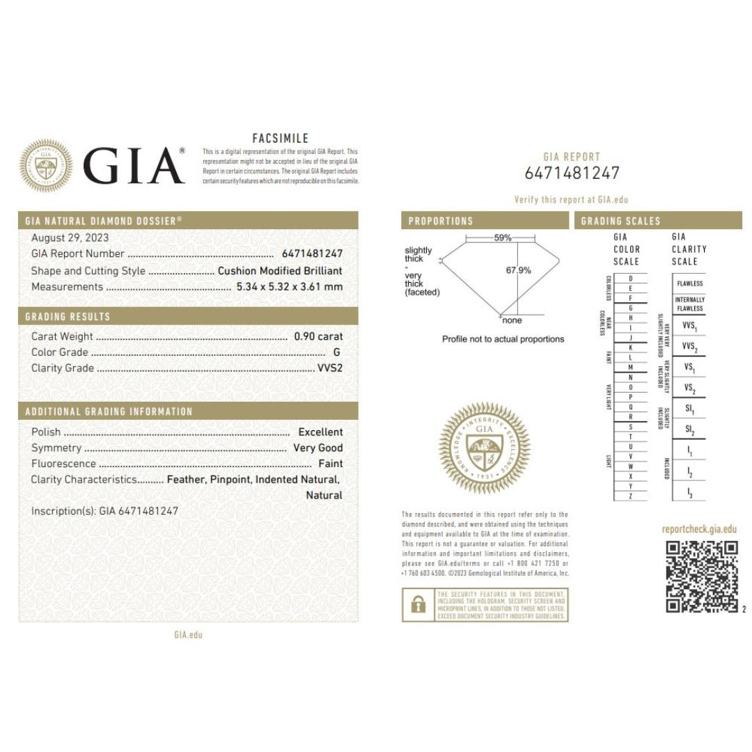 Women's Sparkling 18K Yellow Gold Ideal Cut Solitaire Diamond Ring w/0.90ct - GIA Certif For Sale