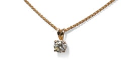 Sparkling 18k Yellow Gold Necklace & Pendant with 1ct Natural Diamond GIA Cert