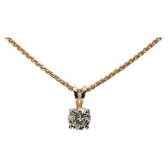 Used Sparkling 18k Yellow Gold Necklace & Pendant with 1ct Natural Diamond GIA Cert
