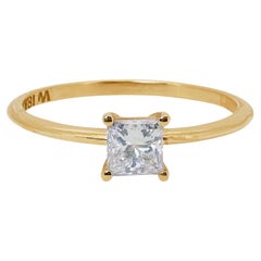 Sparkling 18k Yellow Gold Solitaire Ring 0.50 Ct Natural Diamond GIA Certificate