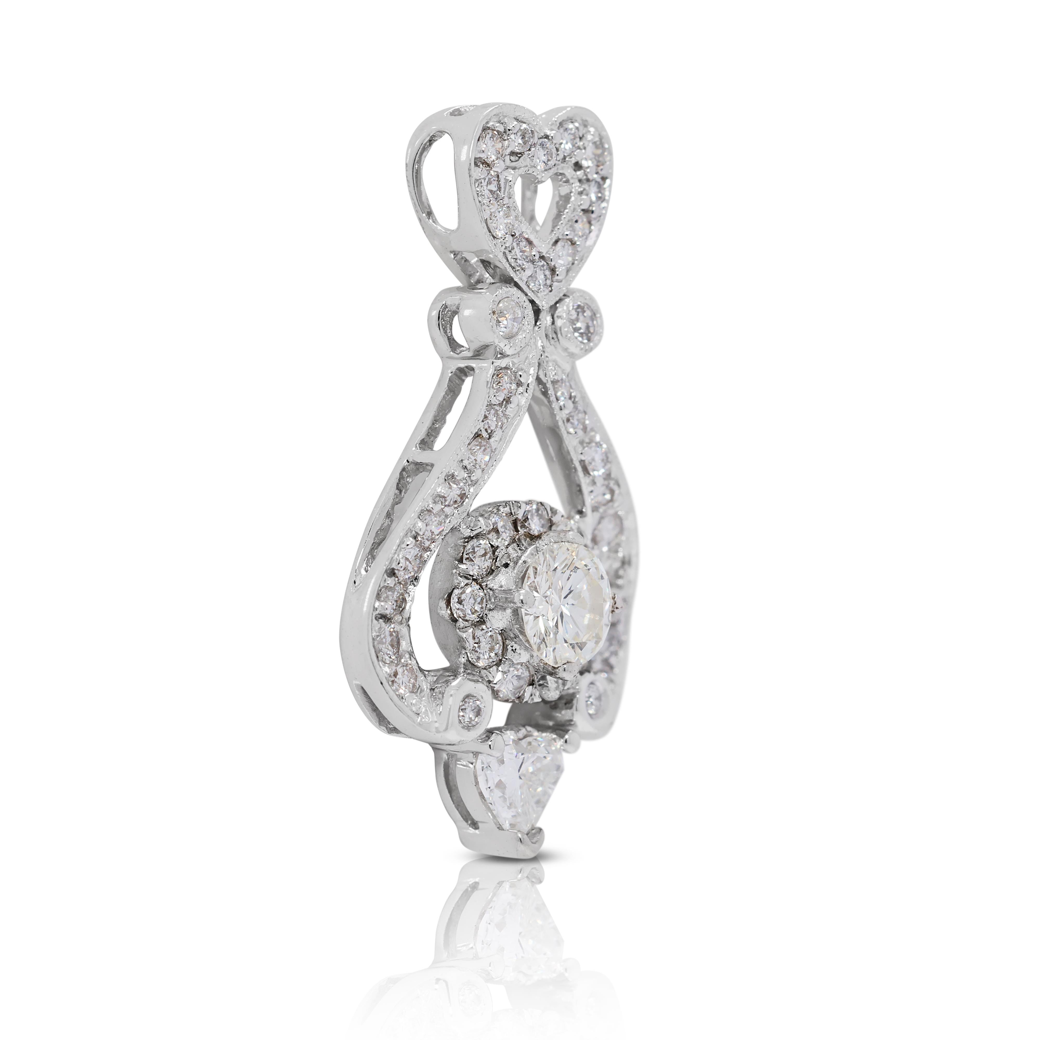 Colgante brillante de oro blanco de 18 quilates con diamantes naturales de 1 ct en Nuevo estado para la venta en רמת גן, IL