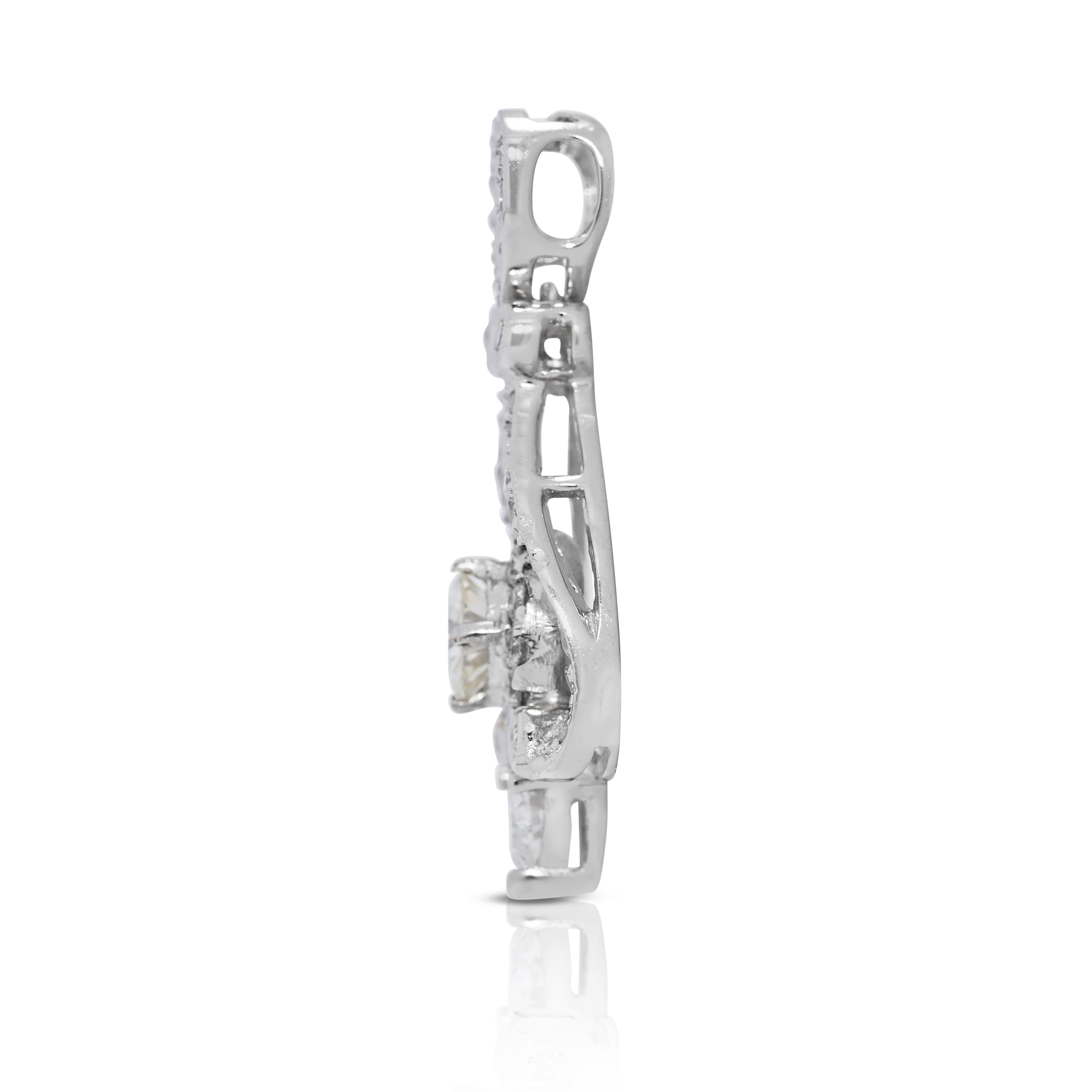 De las mujeres Colgante brillante de oro blanco de 18 quilates con diamantes naturales de 1 ct en venta