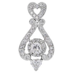 Colgante brillante de oro blanco de 18 quilates con diamantes naturales de 1 ct