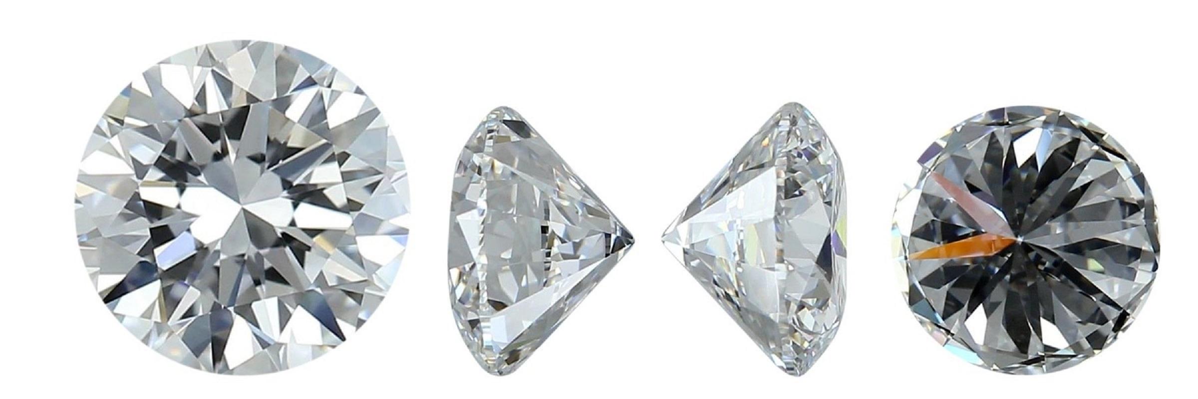 Taille ronde Diamant naturel étincelant 1 pièce avec 0,53 ct de diamant rond brillant E VVS2 Certificat GIA en vente