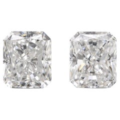 Étincelante 2 pièces diamants naturels 1,40 carat radiant F VVS2 / F VS1 certificat GIA