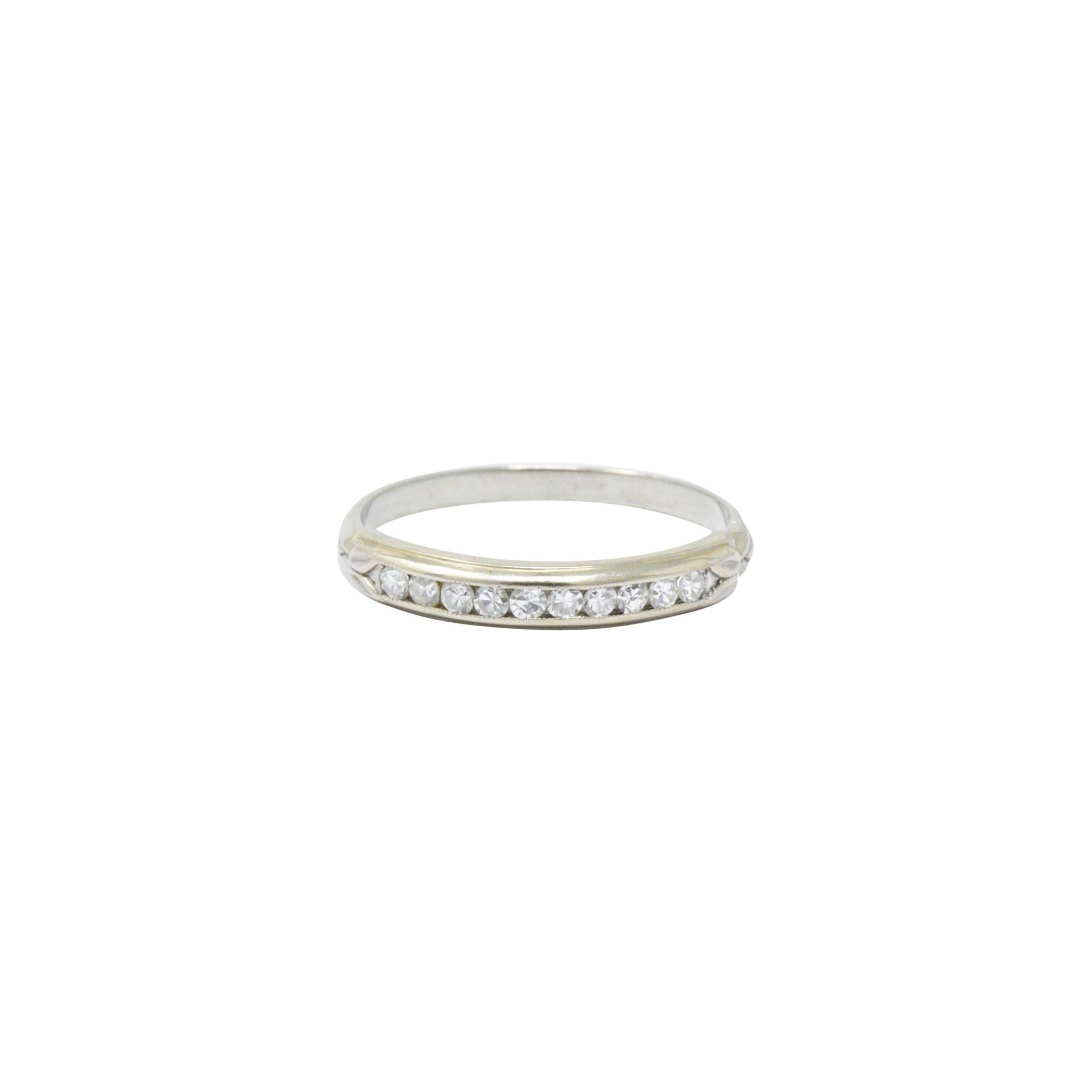 Art Deco Sparkling .20 CTW Diamond & 14K White Wedding Band Stackable Ring