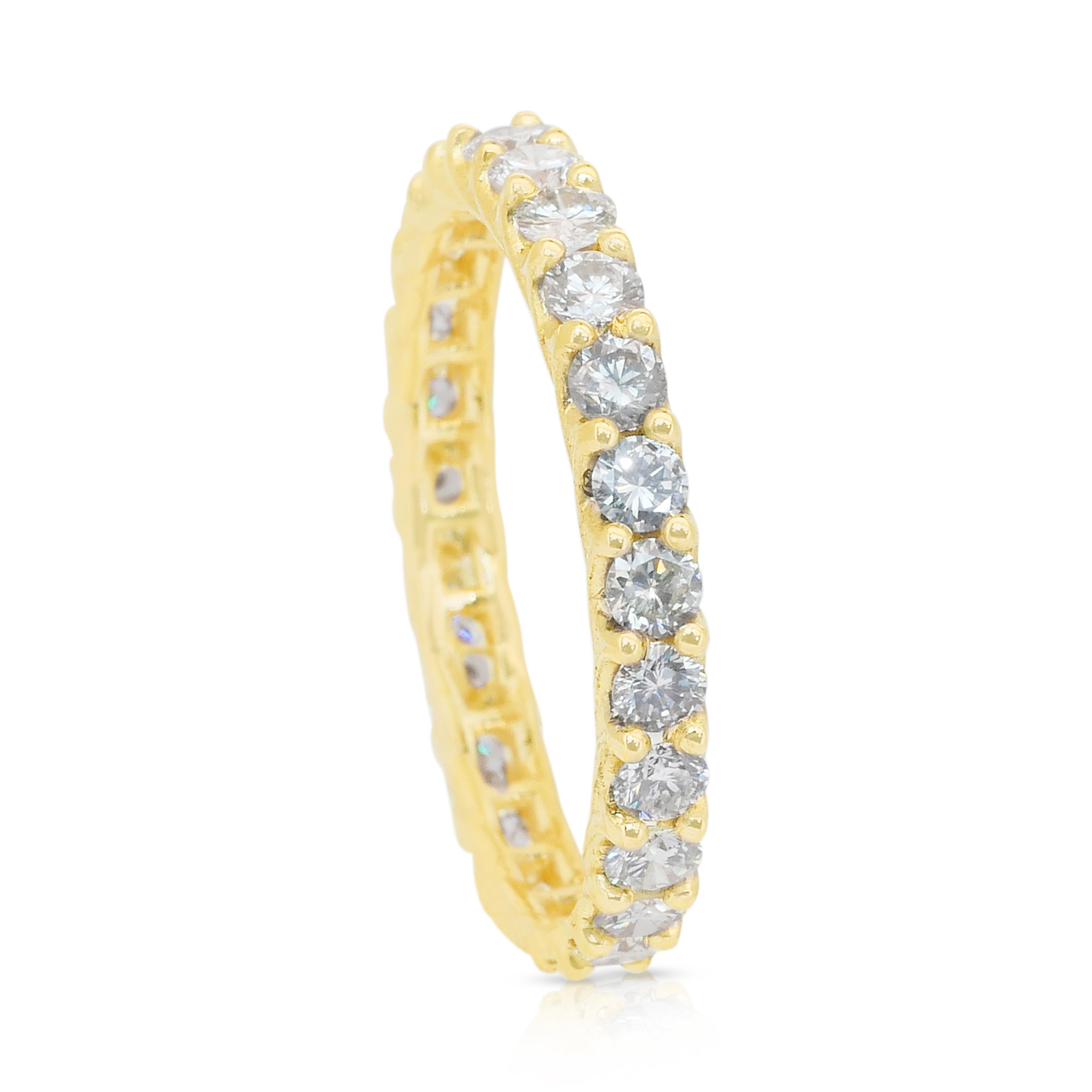 Taglio rotondo Scintillante anello di eternità con 2,00ct di diamanti in oro giallo 18k - certificato IGI in vendita