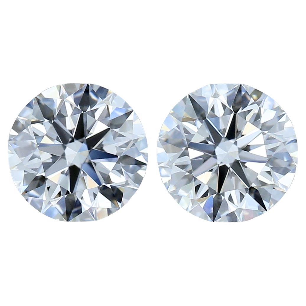 Paire de diamants taille idéale de 2,02 carats, certifiés GIA