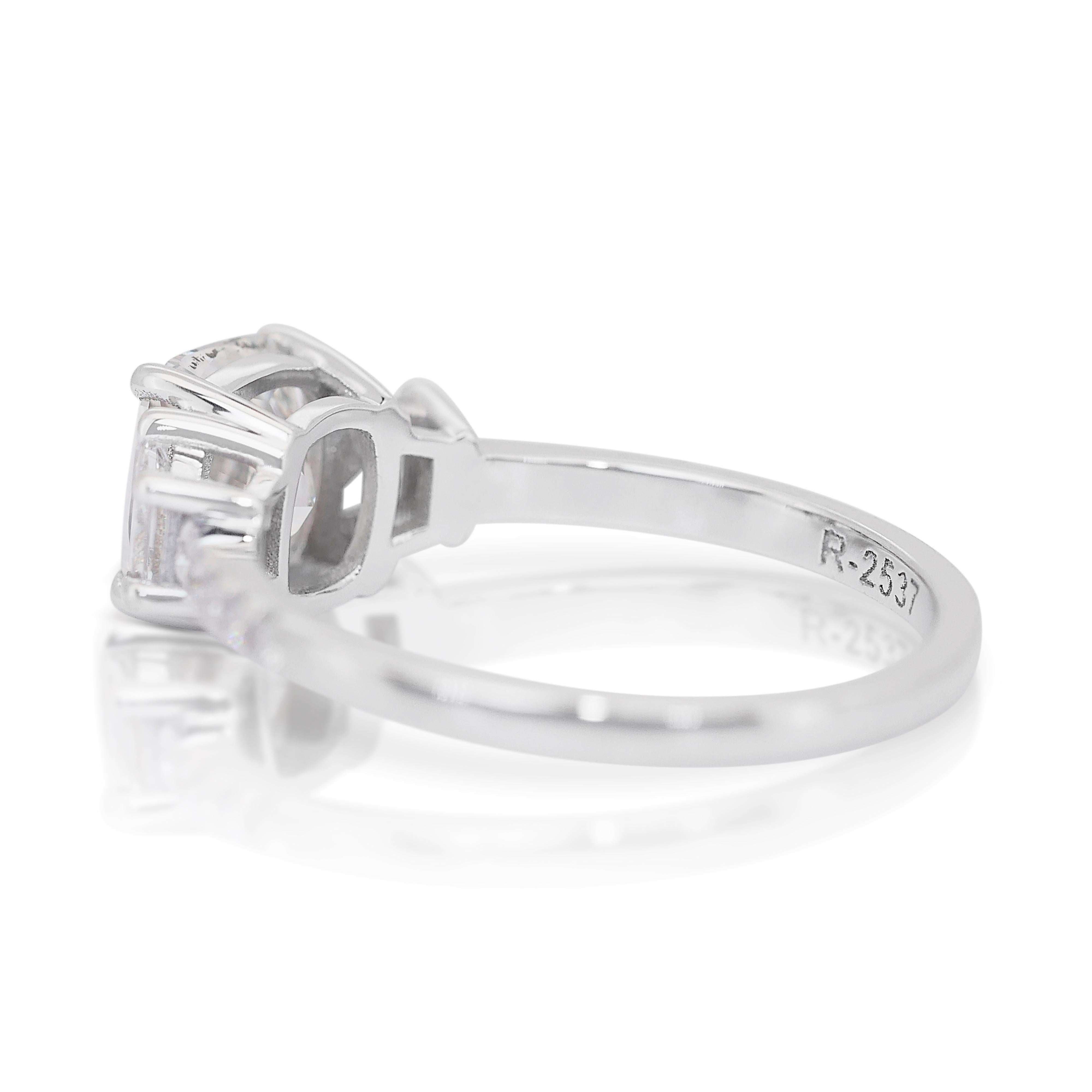 Cushion Cut Sparkling 2.03ct Diamond Pave Ring in 18k White Gold - IGI Certified
