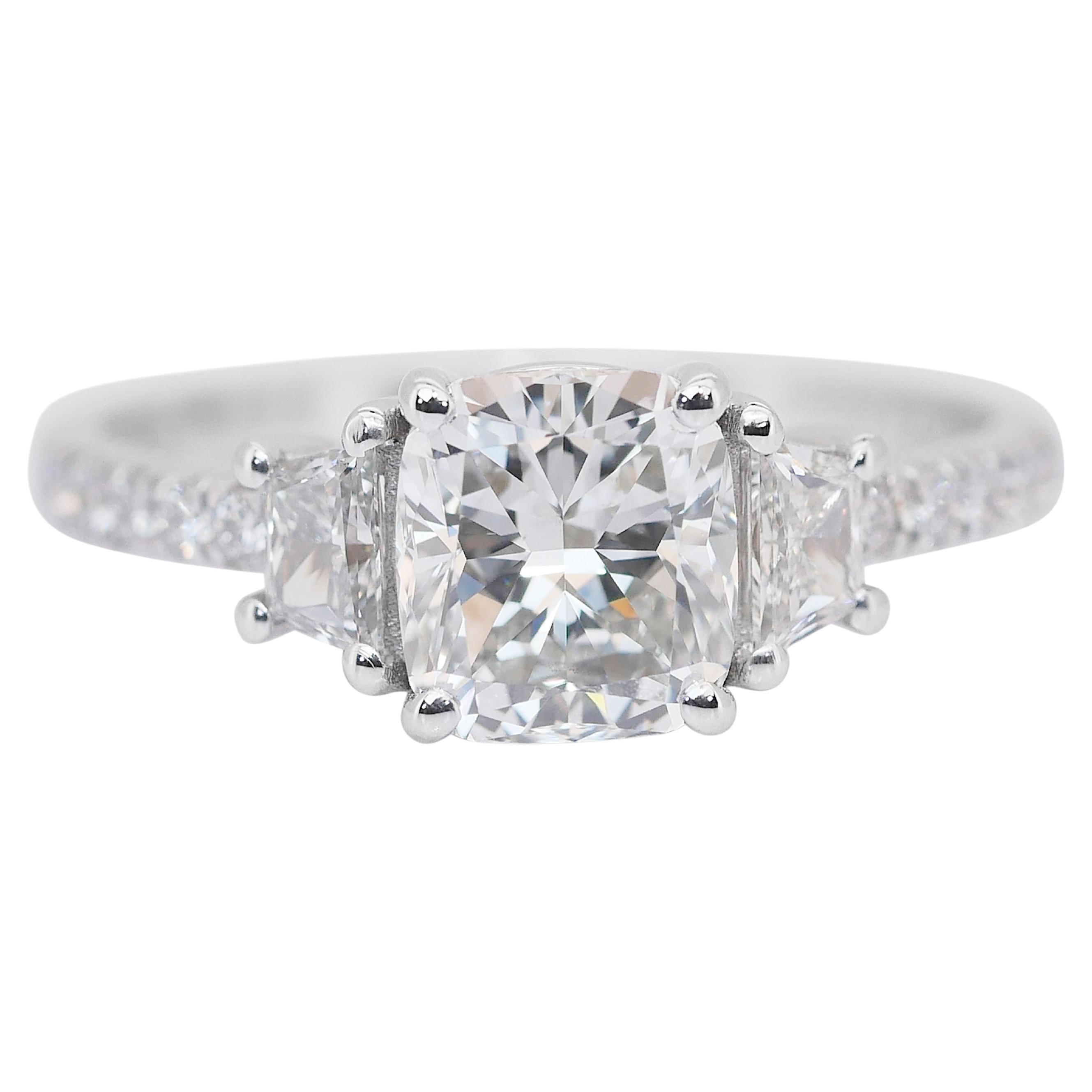 Sparkling 2.03ct Diamond Pave Ring in 18k White Gold - IGI Certified