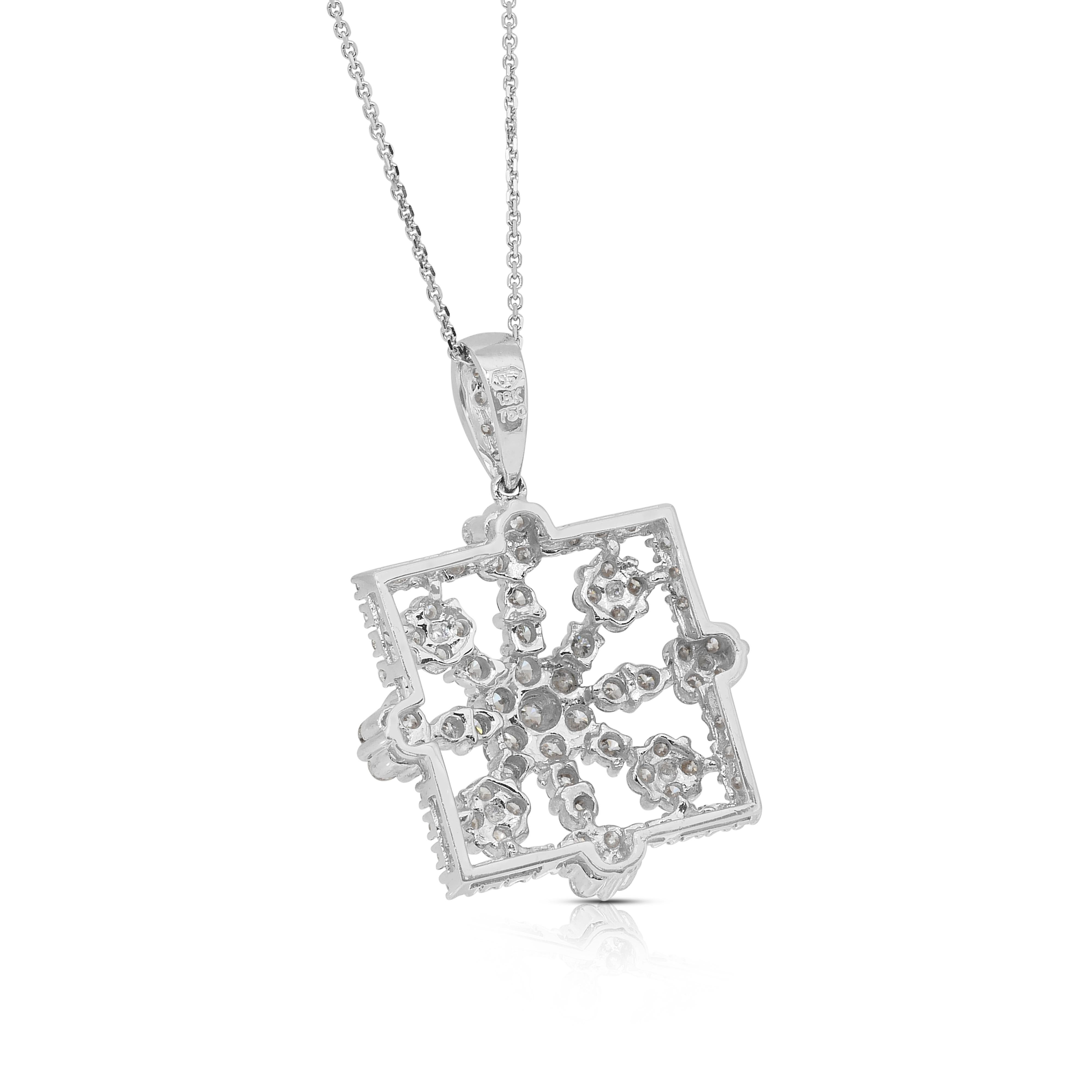 Funkelnde 2,03ct Diamanten Halskette mit Anhänger in 18k Weißgold im Angebot 3