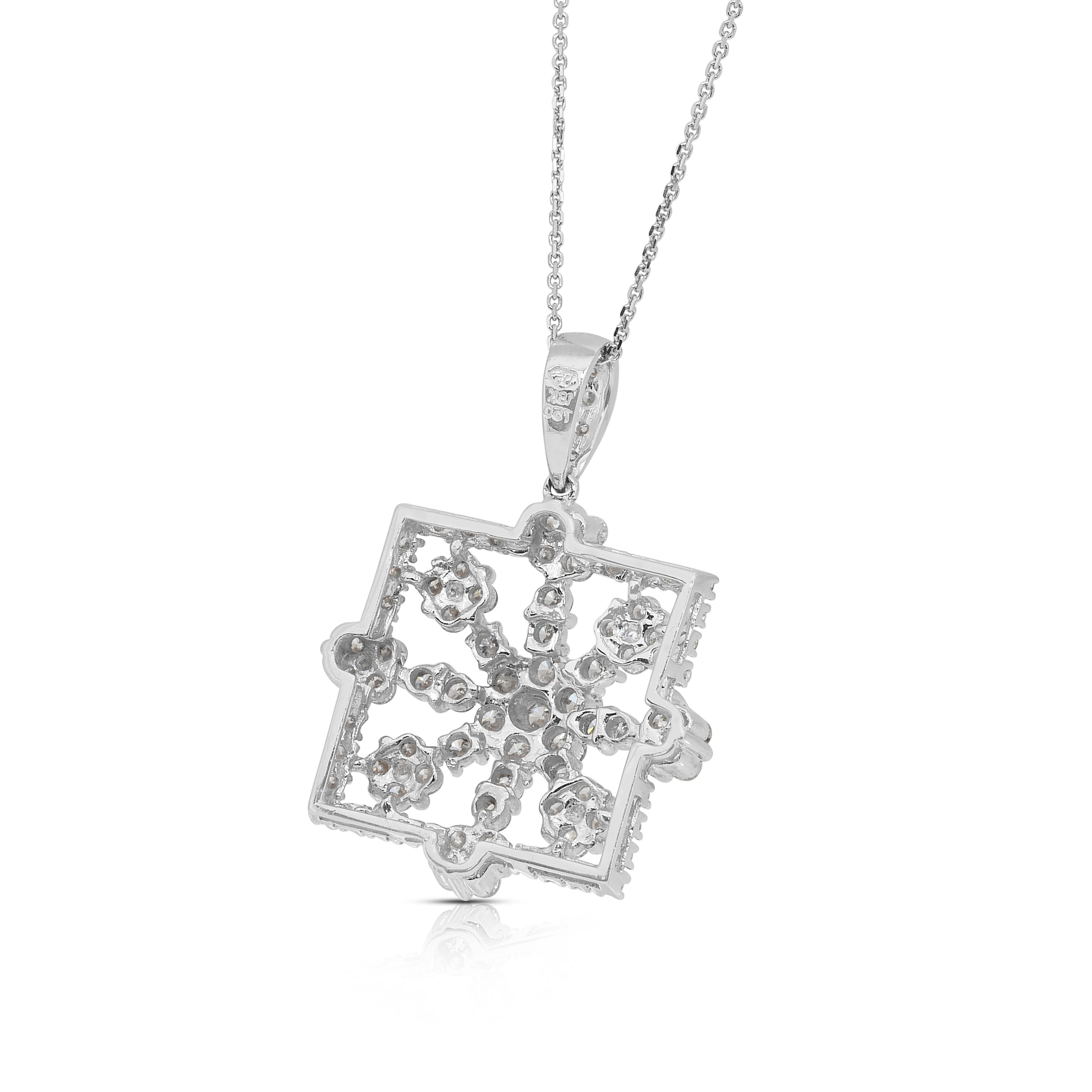Funkelnde 2,03ct Diamanten Halskette mit Anhänger in 18k Weißgold im Angebot 4