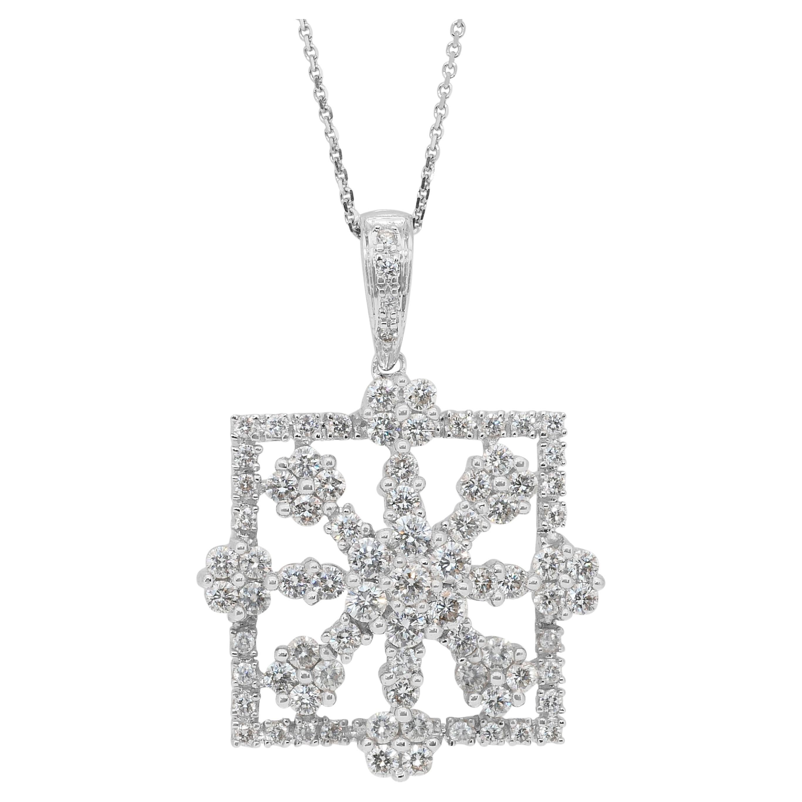 Collier en or blanc 18k avec pendentif en diamants étincelants de 2,03ct