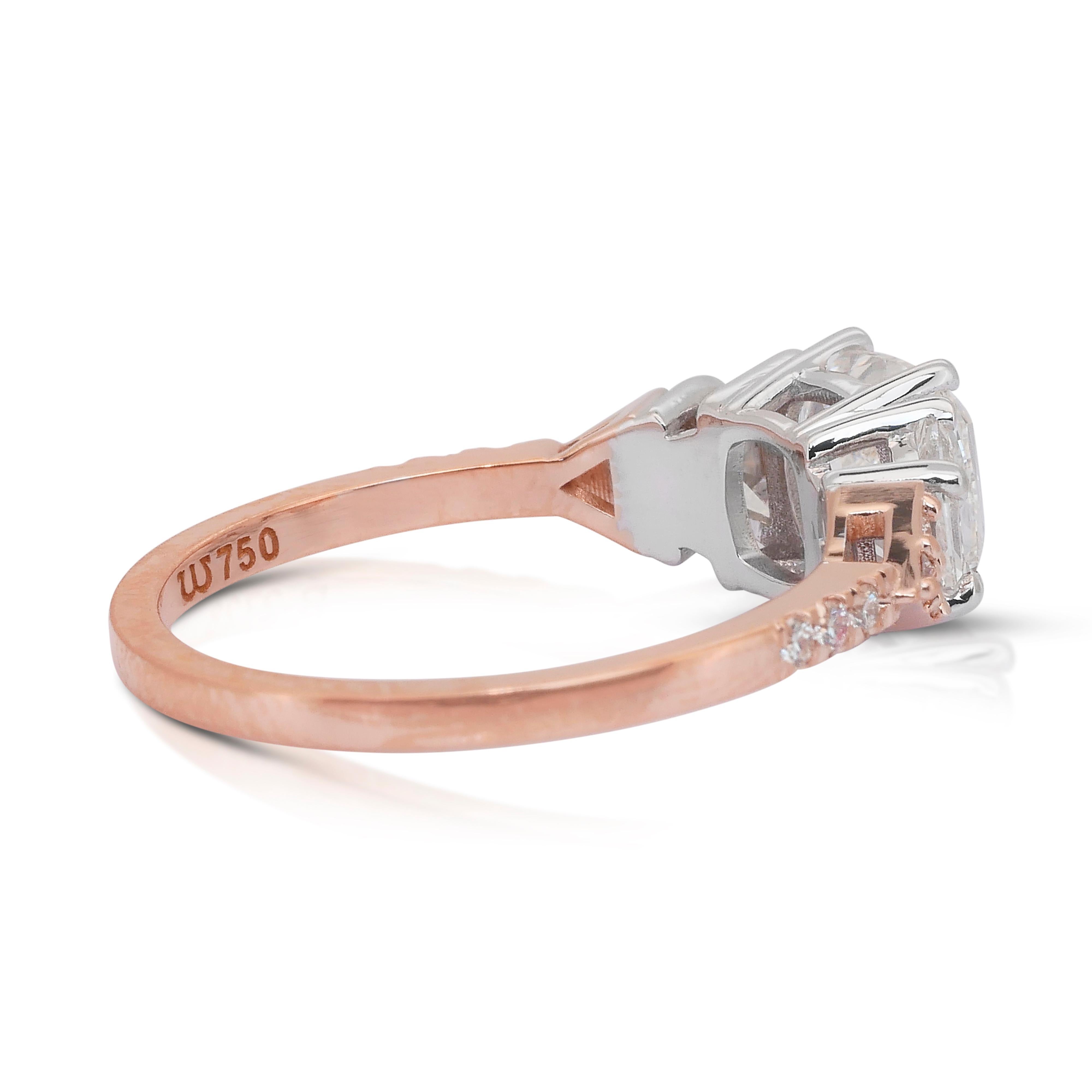Anello con 2,08 carati di diamanti in oro bianco e rosa 18 carati - certificato IGI In condizioni Nuovo in vendita a רמת גן, IL