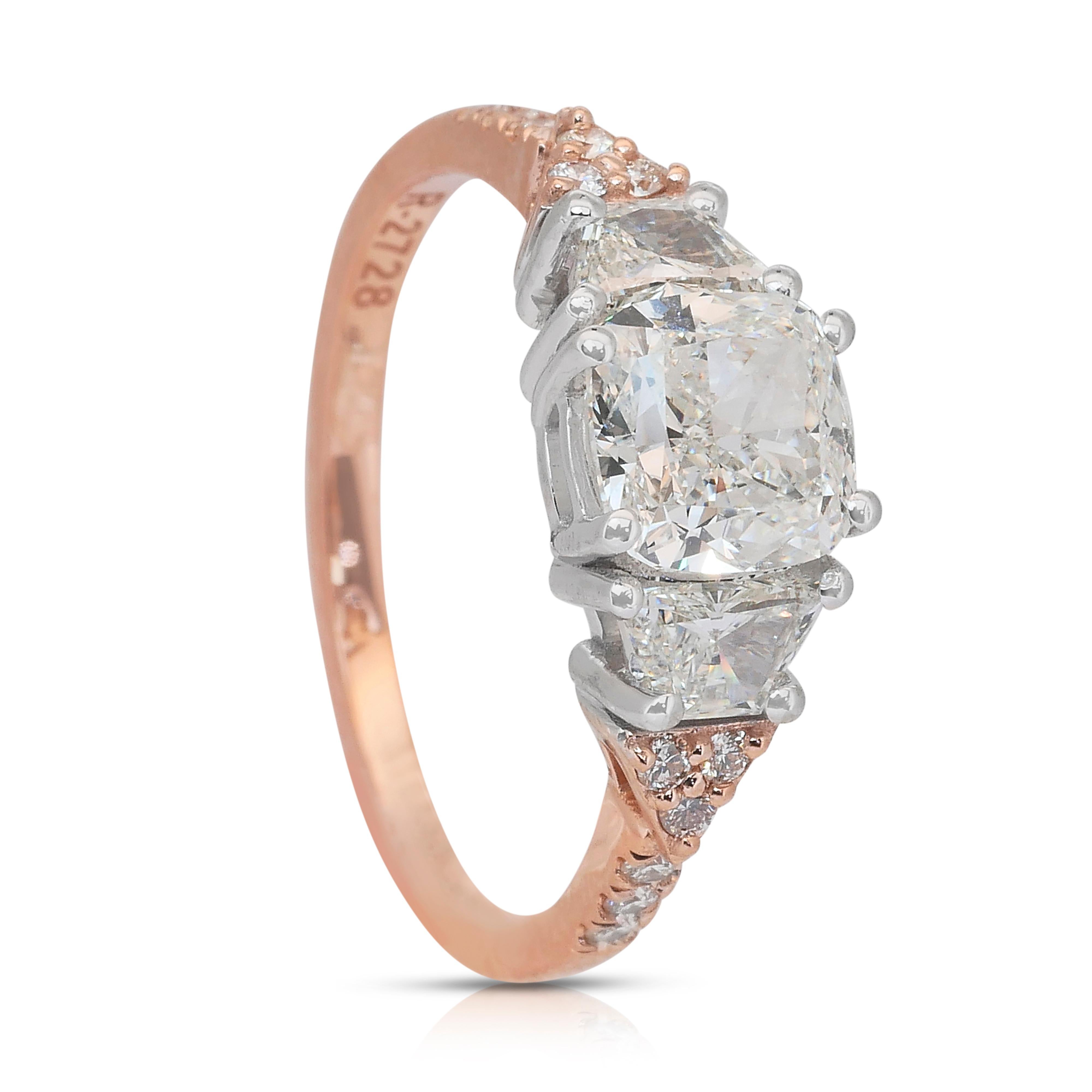 Anello con 2,08 carati di diamanti in oro bianco e rosa 18 carati - certificato IGI in vendita 2