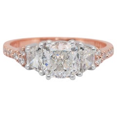 Bague en or blanc et rose 18k sertie de 2.08ct de diamants - certifié IGI