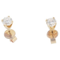 Sparkling 20k Yellow Gold Stud Earrings with 0.3 Ct Natural Diamonds Aig Cert