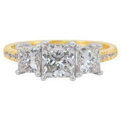 Whiting, anello con 3 pietre e 2,16 carati di diamanti in oro bianco e giallo 18 ct.