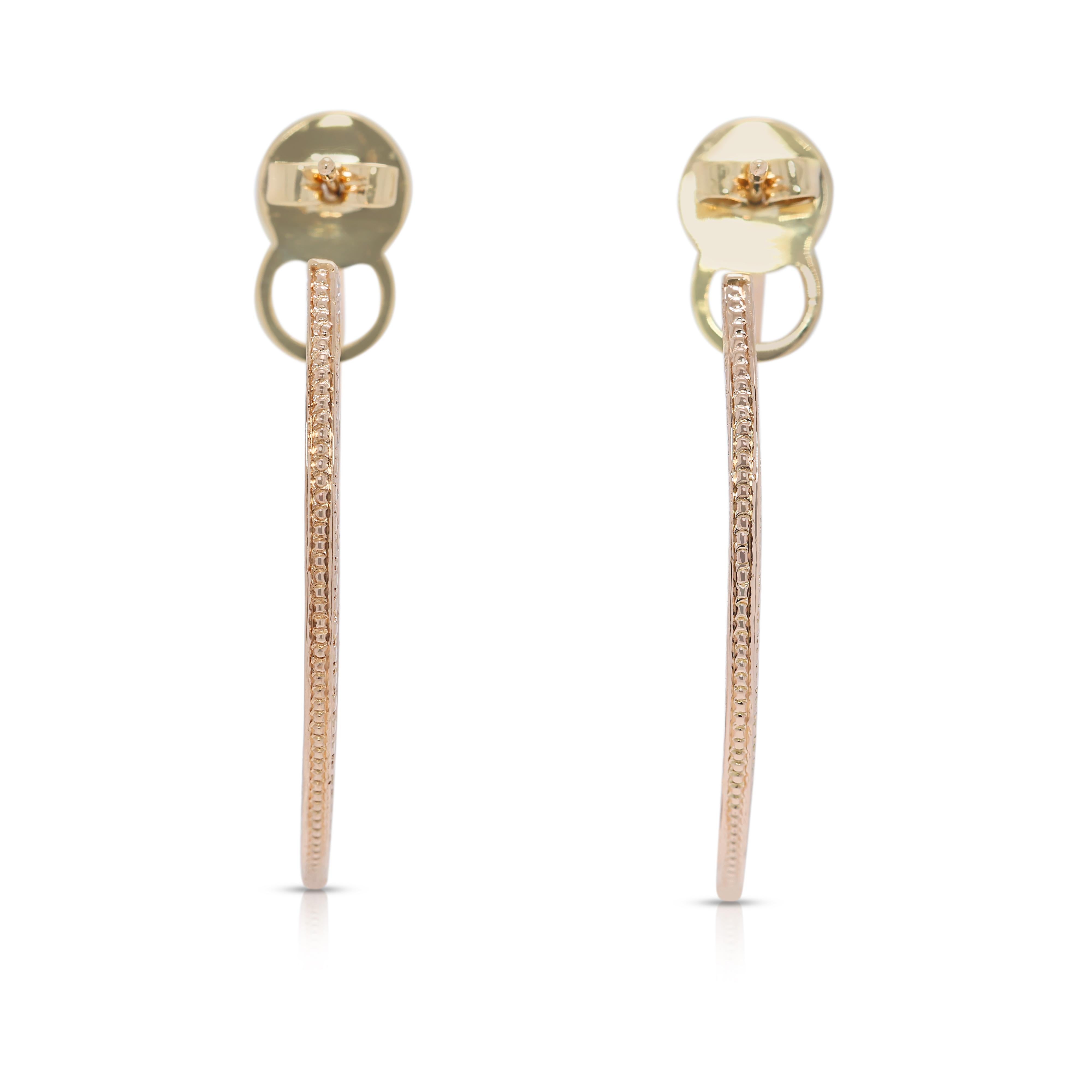 Sparkling 2.1ct Natural Brown Diamond Hoop Earrings in 14K Yellow Gold For Sale 1