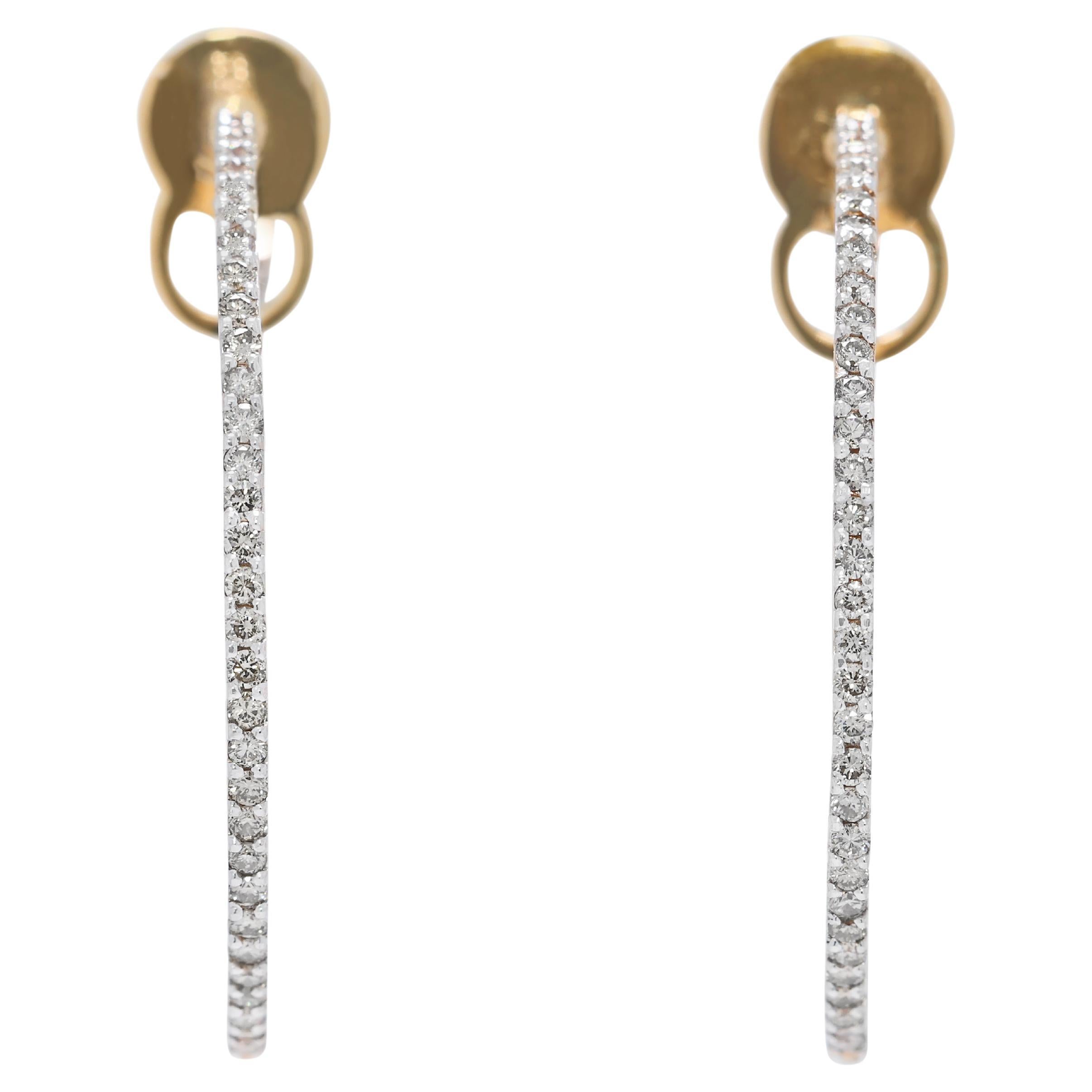 Sparkling 2.1ct Natural Brown Diamond Hoop Earrings in 14K Yellow Gold For Sale