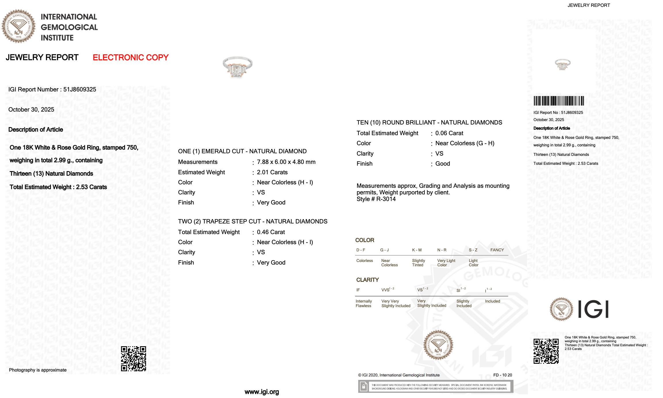 Funkelnde 2,62ct Diamanten 3-Stein-Ring in 18k Weiß & Rose Gold - IGI zertifiziert Damen im Angebot