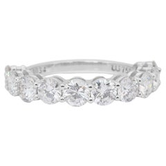 Scintillante anello con diamanti da 2,55 carati e mezza eternità in oro bianco 18 carati - certificato IGI