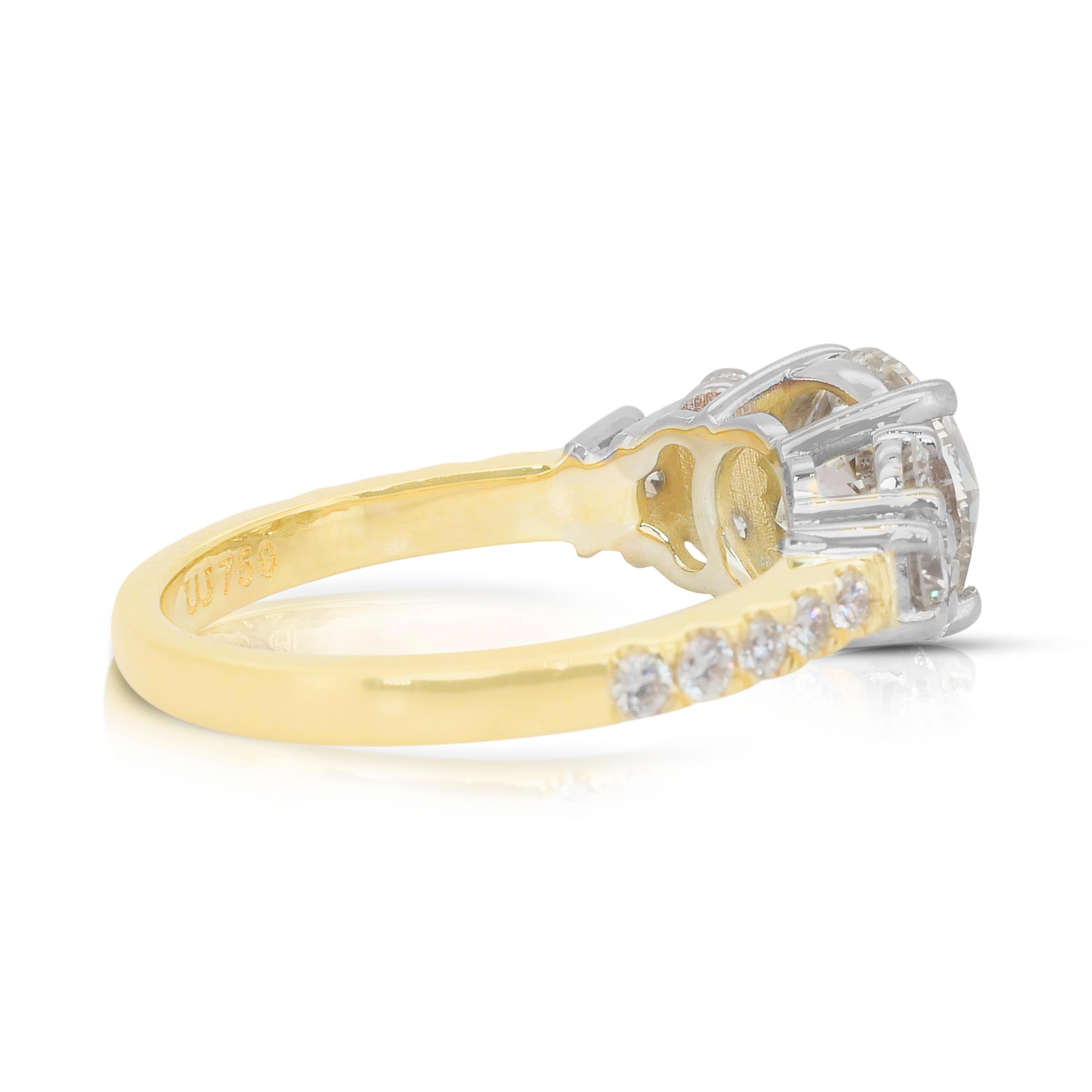 Anello con 2,72 carati di diamanti in oro giallo e bianco 18k - Certificato IGI In condizioni Nuovo in vendita a רמת גן, IL