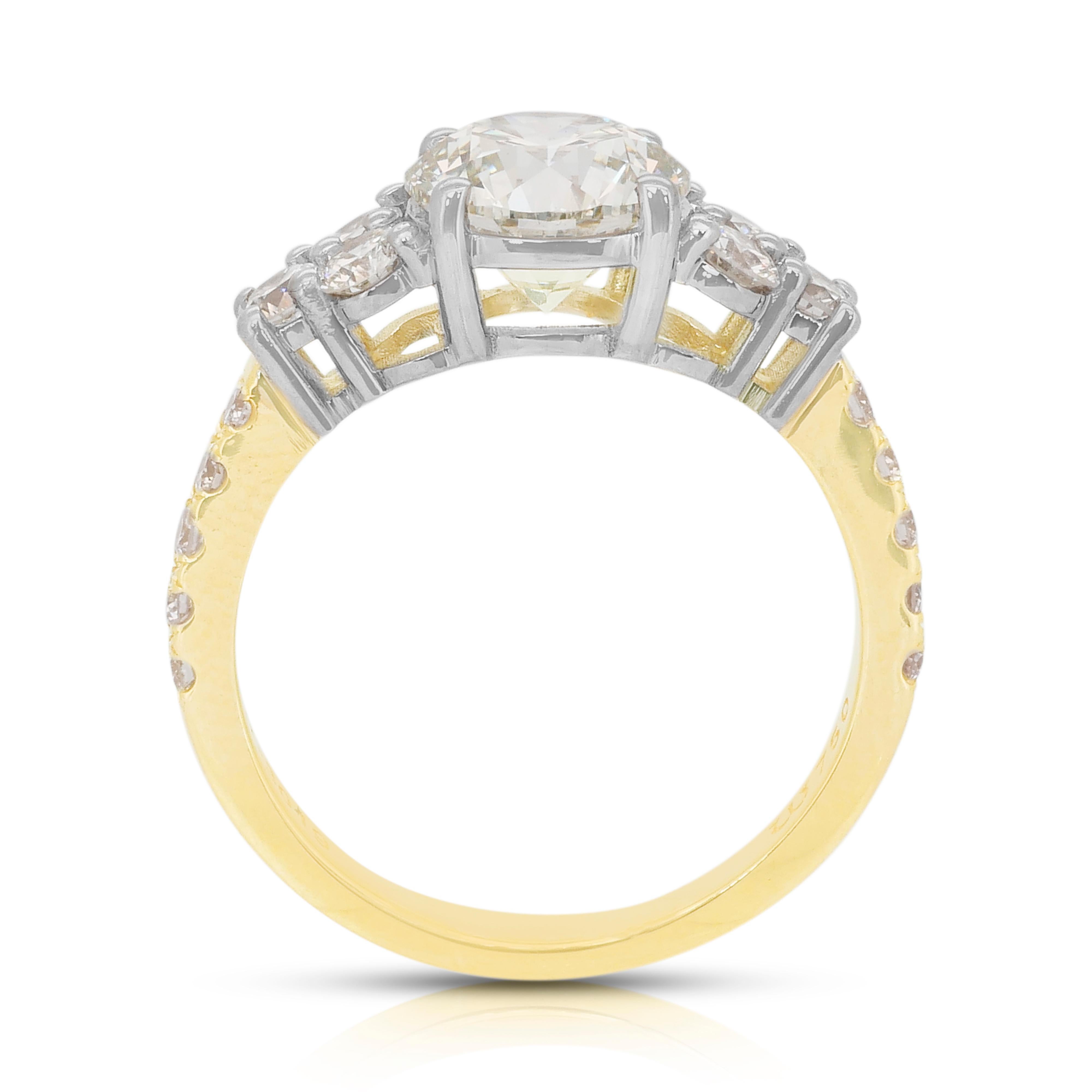 Anello con 2,72 carati di diamanti in oro giallo e bianco 18k - Certificato IGI in vendita 4