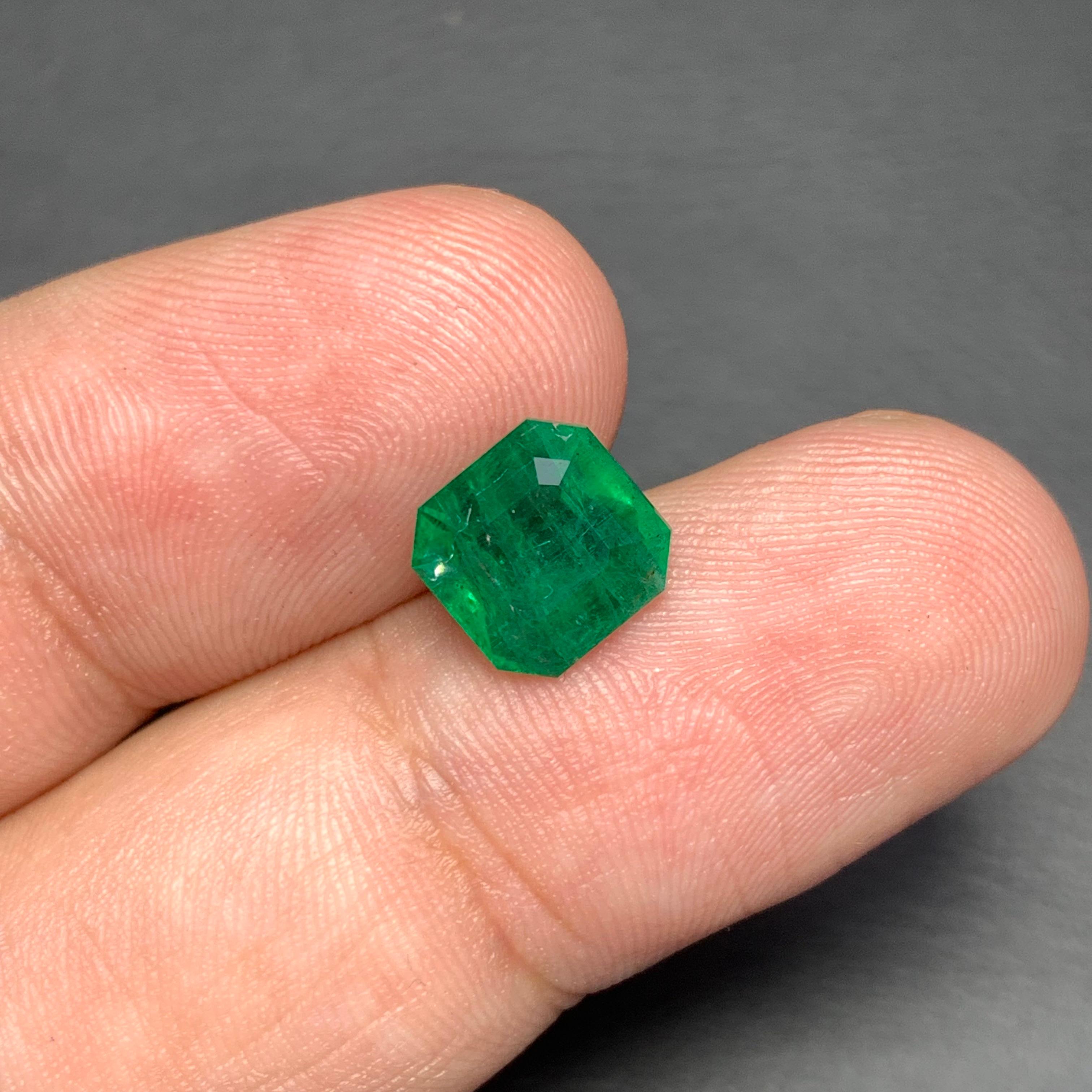 Sparkling 2.80 Carats Natural Loose Emerald Ring Gem Octagon Shape Zambia Mine 1