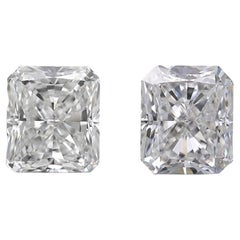 Sparkling 2Pcs Natural Diamonds w/ 1.41 Carat Radiant D IF IGI Certificate