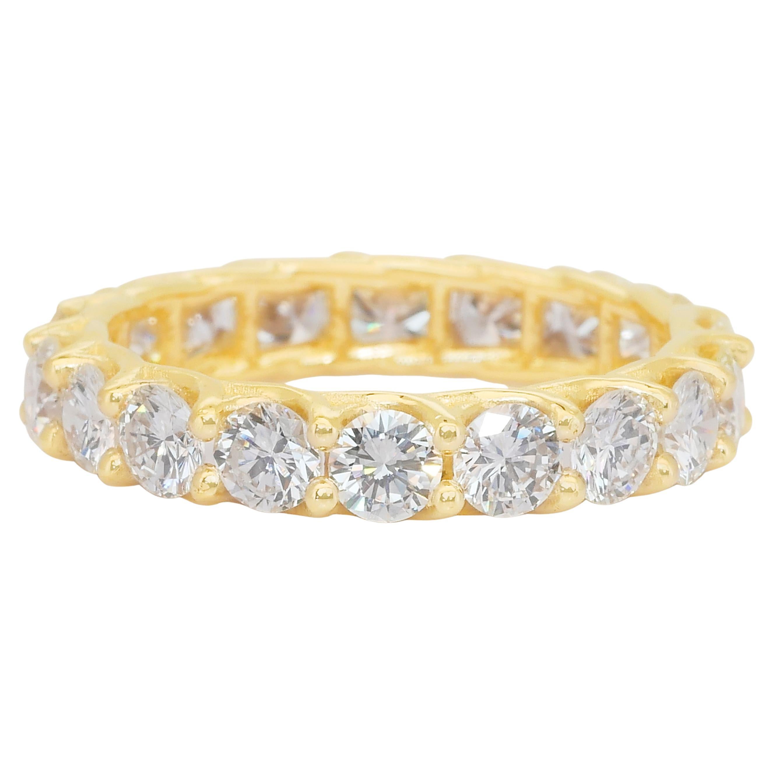 Sparkling 3.01ct Diamonds Eternity Ring in 18k Yellow Gold - IGI Certified