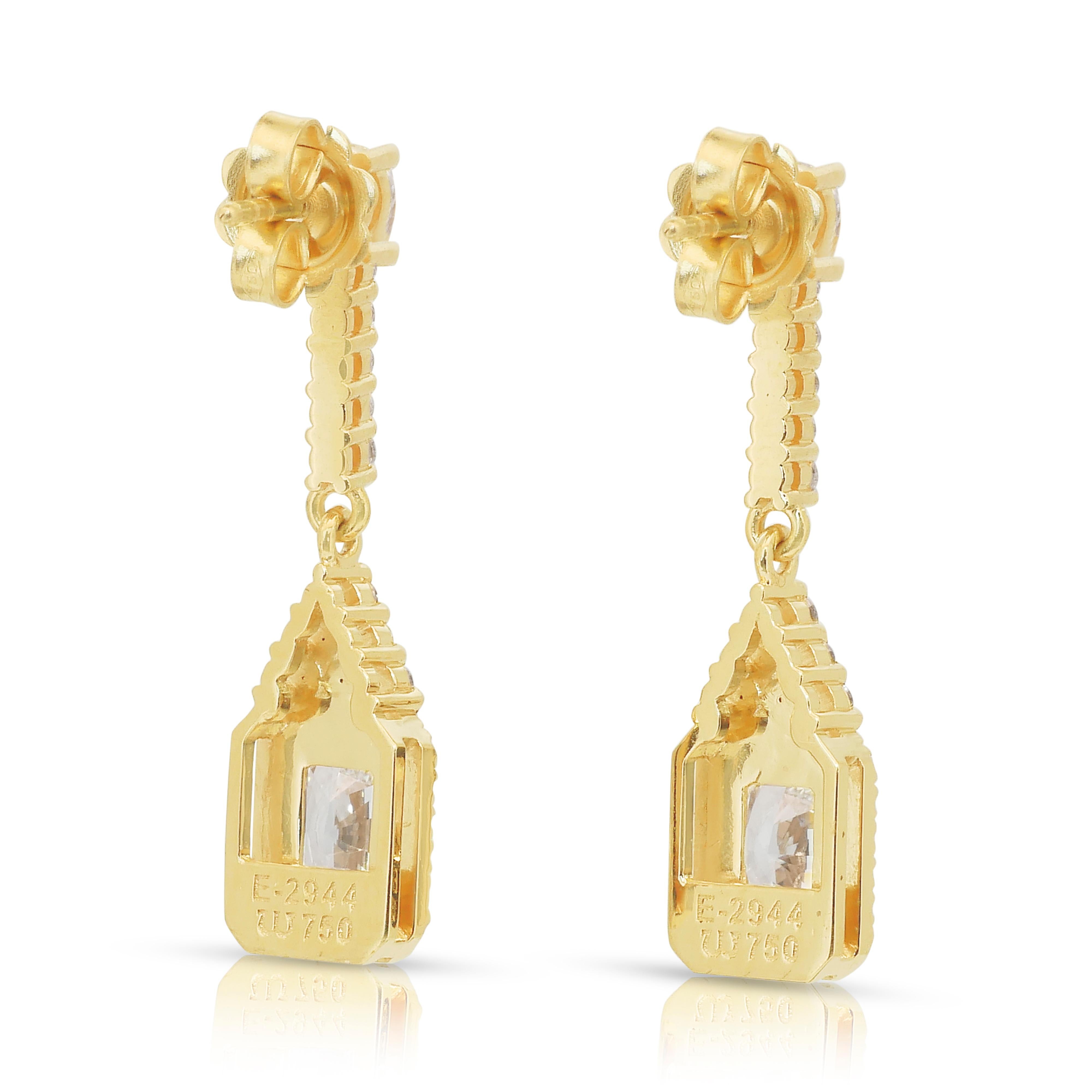Pendientes de gota de diamantes brillantes de 3,05 ct en oro amarillo de 18k - Certificado IGI en venta 2